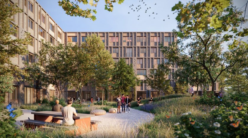 Artist impression of new student housing units Mansholtlaan Artist impression of new student housing units Mansholtlaan