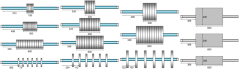 Figure 3. The range of gear components chosen to simulate some of the groundgears, clump weights and doors used in demersal fisheries comprising disks, cylinders and trawl doors. All measurements are in millimetres.